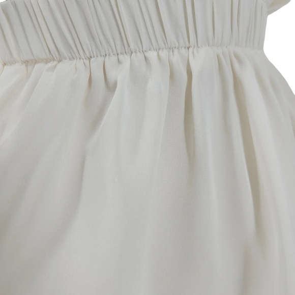 Express Peplum Blouse Satin Ivory Dolman Sleeve Tassel V Neck Top Shirt - Picture 6 of 8